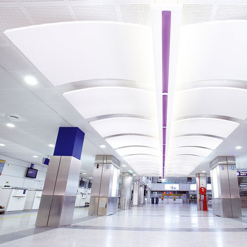 Metal suspended ceiling - Sonic Arc - Knauf Ceiling Solutions - panel / for office / for conference rooms