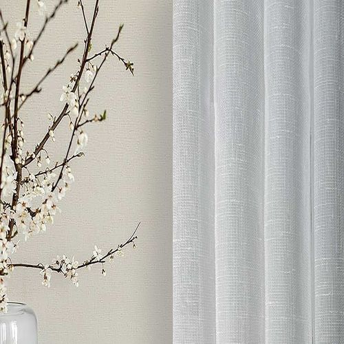 Plain sheer curtain fabric - JOY - DEGRAPE - polyester / home / contract