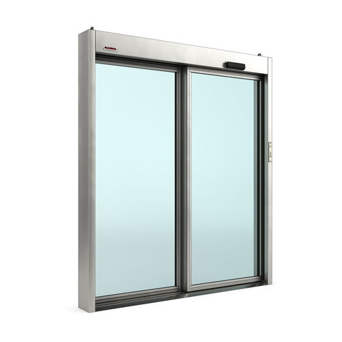 Entry door - Securslide - Saima Sicurezza SpA - glass / iron / sliding
