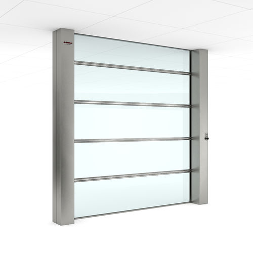 Sliding partition - Saima Sicurezza SpA - glass / steel / commercial