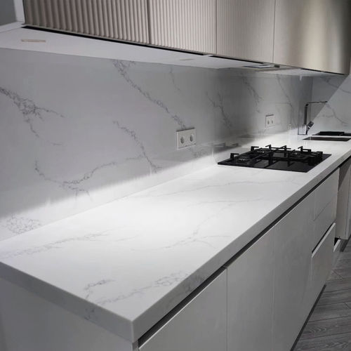 Solid Surface countertop - CALACATTA HW6801 - Kaiping Fuliya Industrial Co., Ltd. - kitchen / bathroom / white