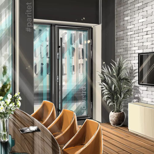 Entry door - PARITET LLC - glass / metal / swing