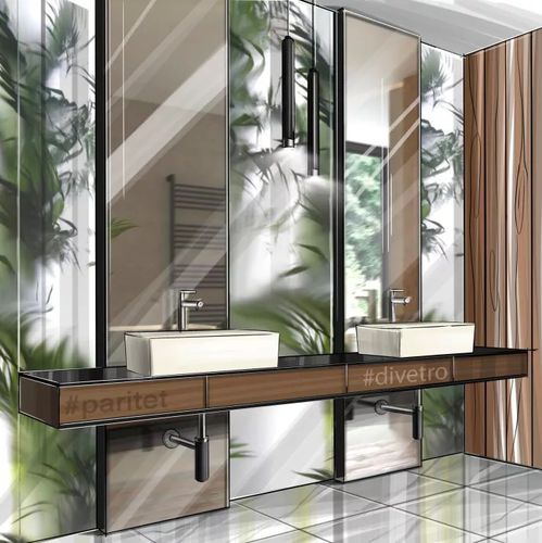 Wall-mounted bathroom mirror - PARITET LLC - for hotel / contemporary / rectangular