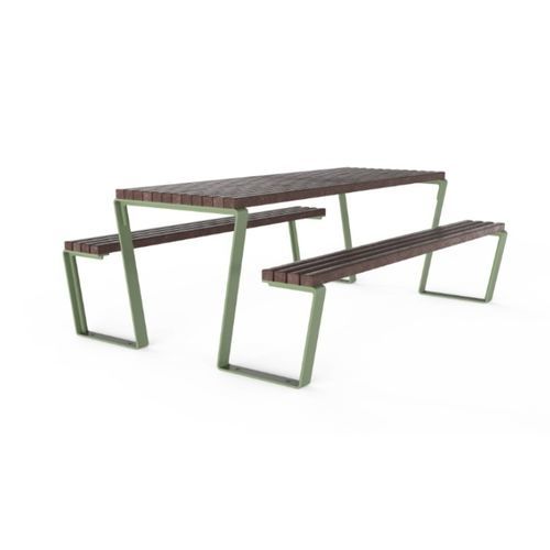 Contemporary picnic table - PLAZA - Floema - recycled plastic / galvanised steel / steel