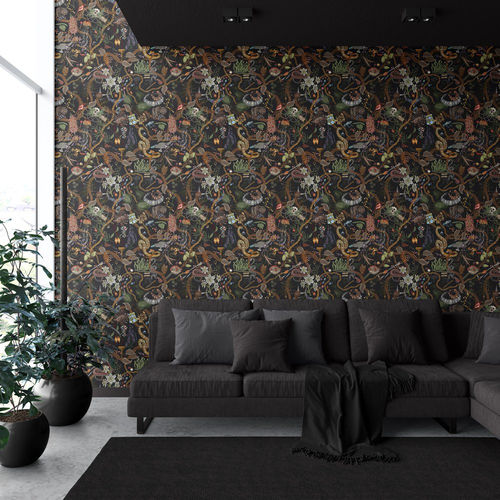 Original design wallpaper - GLAMOUR LIFE - XAWD - floral / animal motif / multi-color