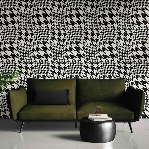 Original design wallpaper - WARPED HOUNDSTOOTH - XAWD - patterned / customizable color / fire-retardant
