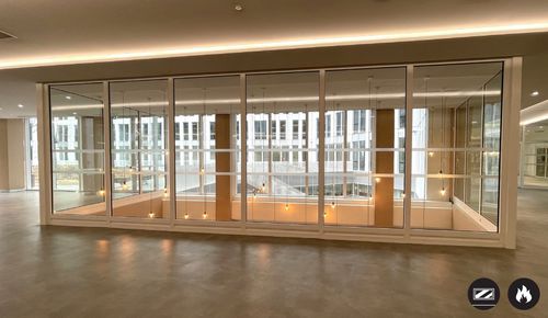 Edge-to-edge partition - SteelTeq E90 - ERIBEL FRANCE - fixed / with glass panel / steel