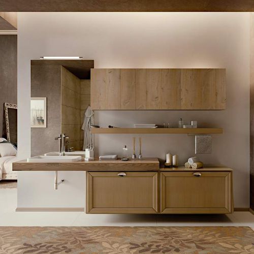 Double washbasin cabinet - Taormina New Classic - ARCARI ARREDAMENTI - wall-mounted / free-standing / oak