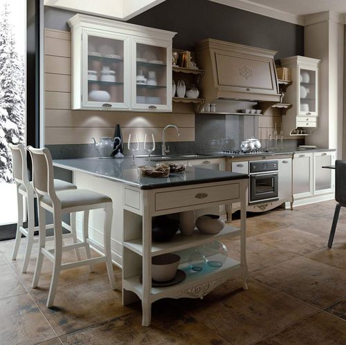 Traditional kitchen - TAORMINA : CONTEMPORARY - ARCARI ARREDAMENTI - clay / stainless steel / L-shaped