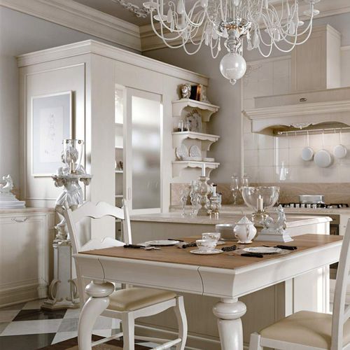 Traditional storage cabinet for kitchen - VENEZIA : PROVENCAL - ARCARI ARREDAMENTI - frosted glass / hemp