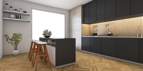Contemporary kitchen - ROMA - Abra - wood veneer / particle board / island