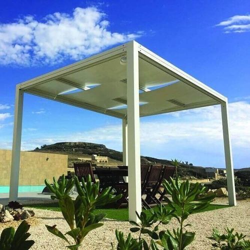 Self-supporting pergola - USINE-ONLINE - extruded aluminum / fabric ...