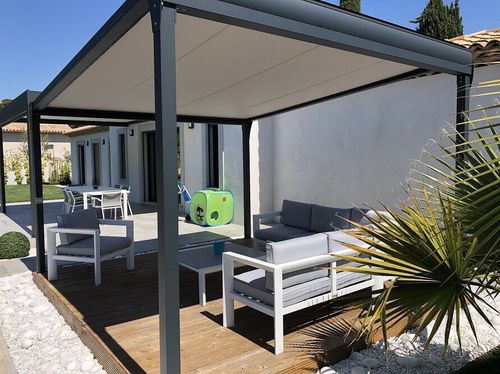 Self-supporting pergola - USINE-ONLINE - extruded aluminum / fabric ...