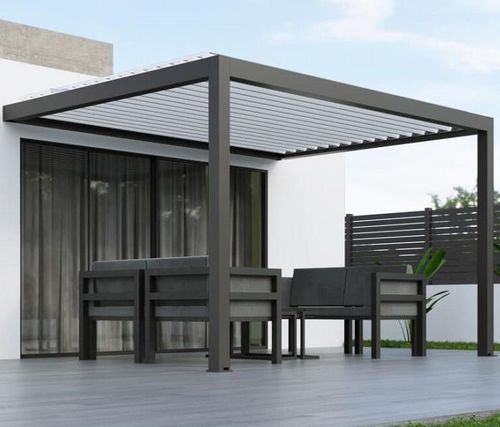 Wall-mounted pergola - USINE-ONLINE - extruded aluminum / with mobile slats / custom