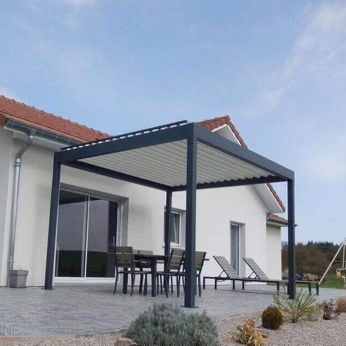 Self-supporting pergola - H2 - USINE-ONLINE - extruded aluminum / with mobile slats / sun shade louvers