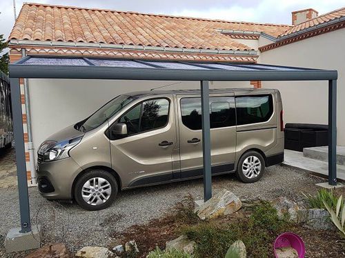 Custom-made carport - CL - USINE-ONLINE - with built-in lighting / aluminum / polycarbonate