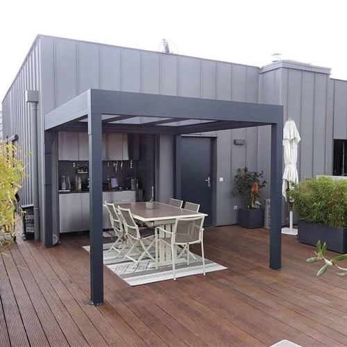 Self-supporting pergola - USINE-ONLINE - extruded aluminum / flat roof / custom