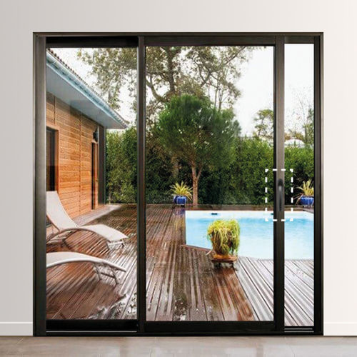Pocket patio door - USINE-ONLINE - aluminum frame / double-glazed / double leaf