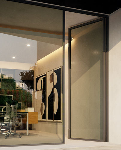 Casement door - MOTION 9700 - MOTION FACADES - entry / aluminum / minimal