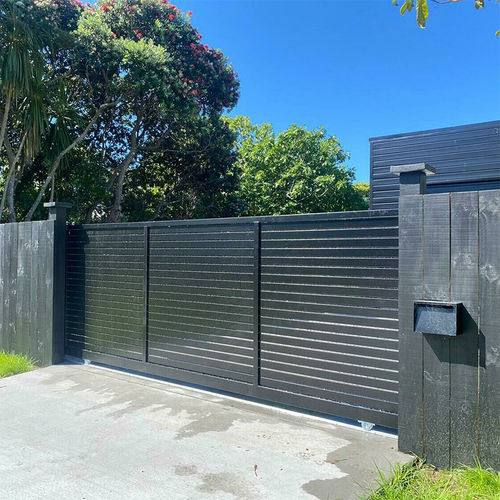 Sliding gate - FDR203001 - Fence Depot - aluminum / panel / black