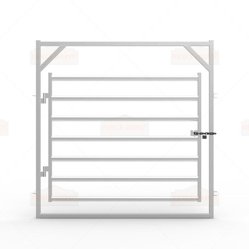 Swing gate - FDF209001 - Fence Depot - right / galvanised steel / with bars