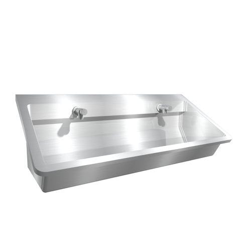 Wall-mounted hand basin - Perfect II : 470125 - LOGGERE - rectangular / brushed stainless steel