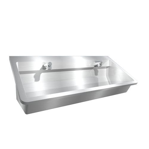 Wall-mounted hand basin - Perfect II : 470126 - LOGGERE - rectangular / brushed stainless steel