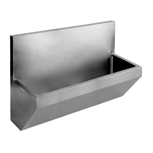 Wall-mounted hand basin - Creativ Plus - LOGGERE - rectangular / brushed stainless steel / lab
