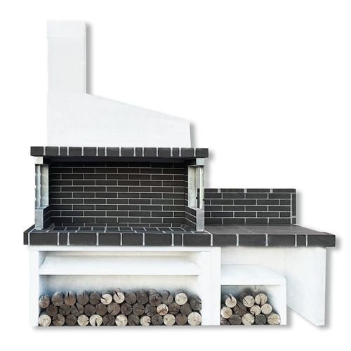 Wood-burning barbecue - 03099 - Sxistolithos - free-standing / clay / metal