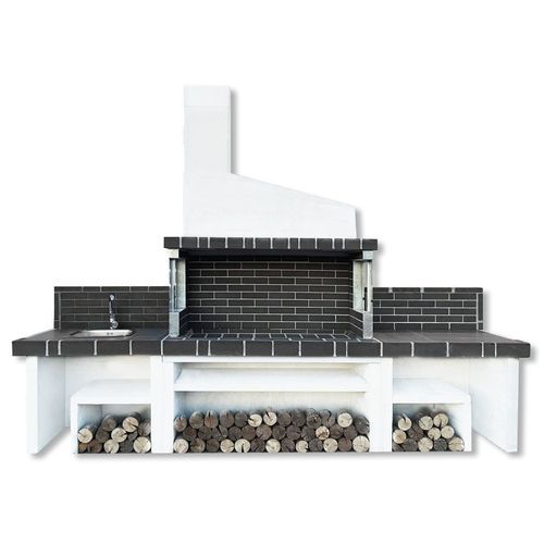 Wood-burning barbecue - 03097 - Sxistolithos - free-standing / clay / metal
