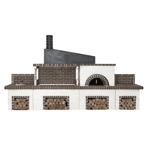 Wood-burning barbecue - 03094 - Sxistolithos - free-standing / clay / metal