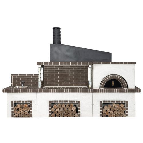 Wood-burning barbecue - 03095 - Sxistolithos - free-standing / clay / metal