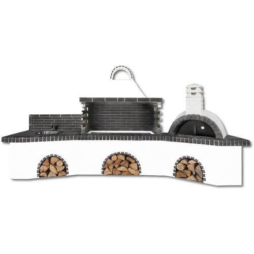 Wood-burning barbecue - 0216 - Sxistolithos - free-standing / clay / metal