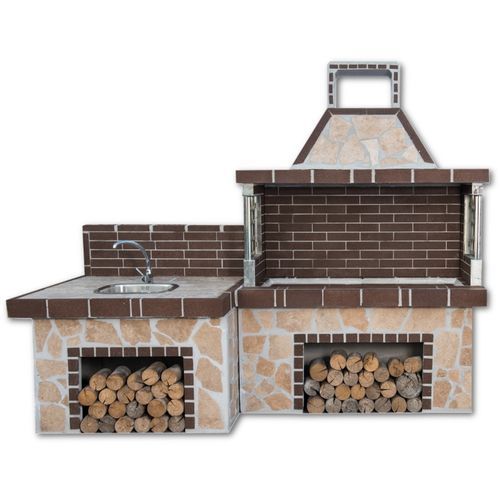 Wood-burning barbecue - 02032 - Sxistolithos - free-standing / clay / metal