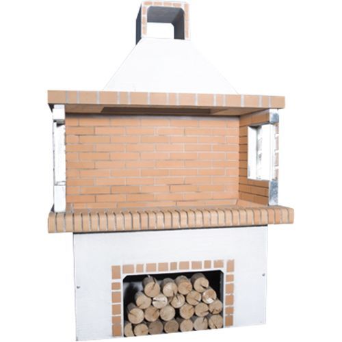 Wood-burning barbecue - 0101 - Sxistolithos - free-standing / clay / metal
