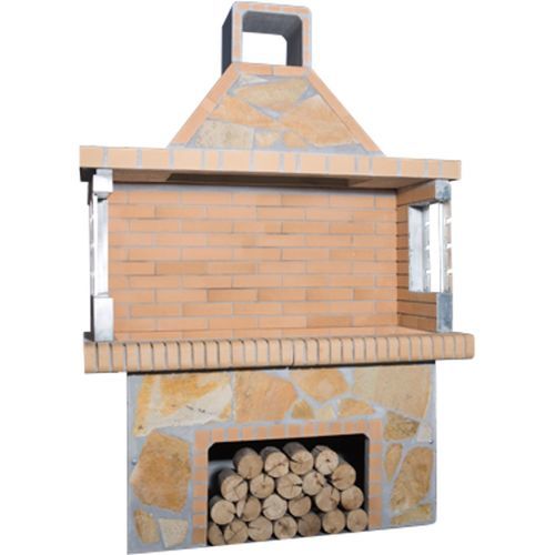 Wood-burning barbecue - 0106 - Sxistolithos - free-standing / clay / metal