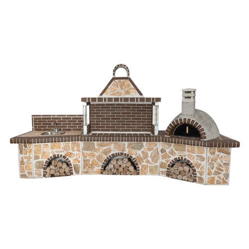 Wood-burning barbecue - 0200B - Sxistolithos - fixed / clay / metal
