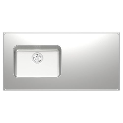 Single-bowl kitchen sink - L-SEVEN - Stala - with drainboard / stainless steel / countertop