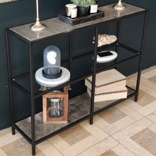 Marble sideboard table - OLIVE - PASIFIK GRANIT - contemporary / glass / metal base