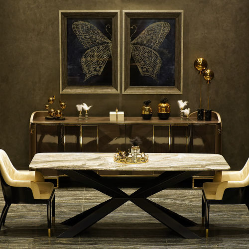 Gray dining table - RAVELLO - PASIFIK GRANIT - contemporary / marble / metal base