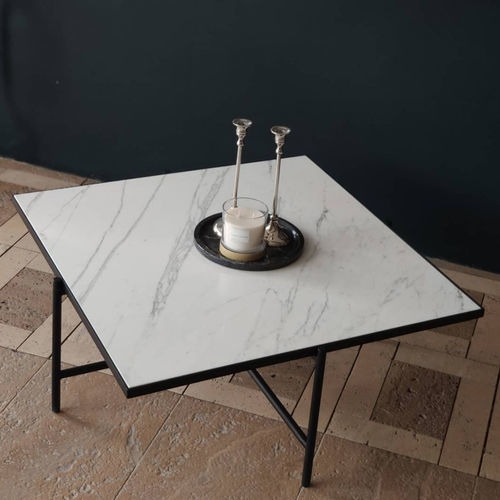 Contemporary coffee table - CALACATTA  - PASIFIK GRANIT - marble / metal base / square
