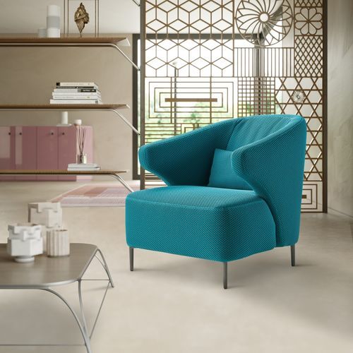Contemporary armchair - Matilde - IL BENESSERE - fabric / leather / wooden