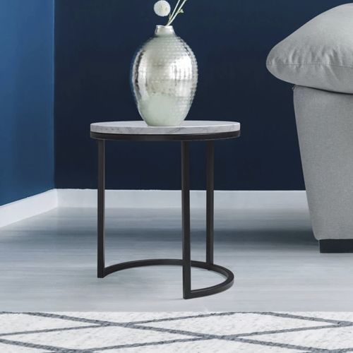 Contemporary side table - 610 - 620 - FRANCEBANON - marble / iron base / round