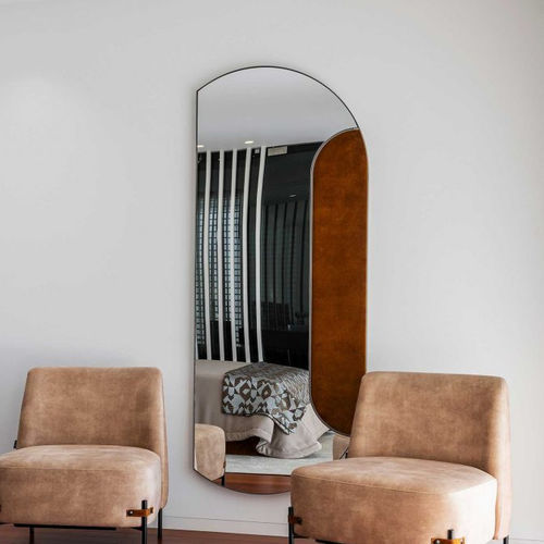 Wall-mounted mirror - Bridge - Stylish Club - contemporary / D-shape / fabric