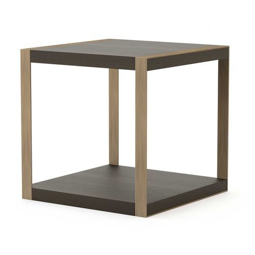 Contemporary side table - Empire - Stylish Club - wood veneer / brass base / square