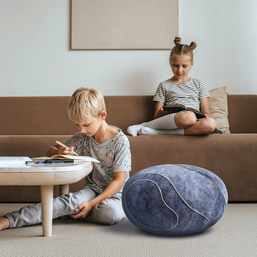 Contemporary pouf - IONA - Katsu Stones - wool / round / handmade