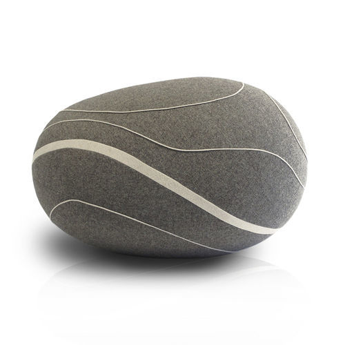 Contemporary pouf - DEVON - Katsu Stones - wool / round / handmade