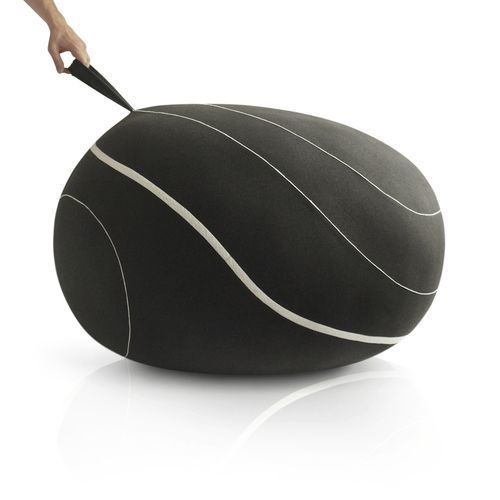 Contemporary pouf - MOBY DICK - Katsu Stones - wool / oval / handmade