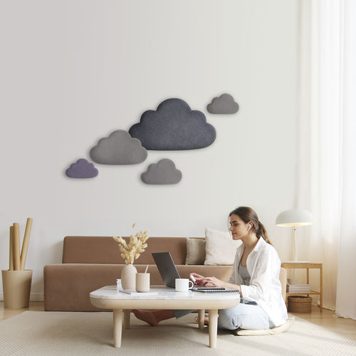 Acoustic wall panel - CLOUDS - Katsu Stones - wool / gray / home