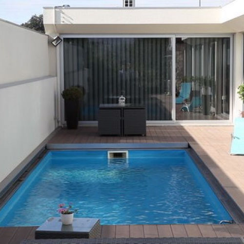 Sliding swimming pool cover - Proruper - Unipessoal, Lda - slatted / automatic / security